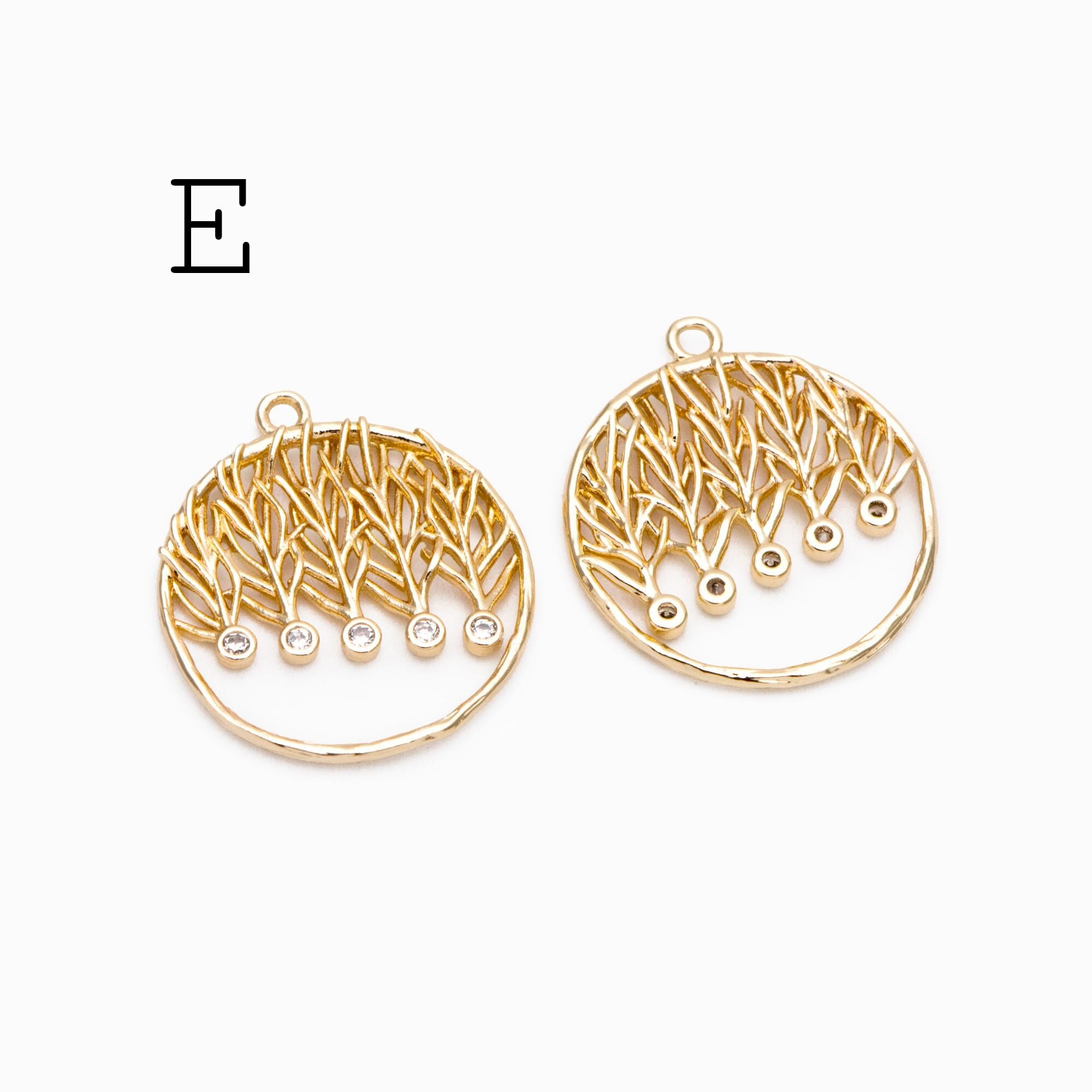 4pcs CZ Pave Geometric Charms: 18K Gold/Rhodium Plated Brass, DIY Jewelry Pendants (GB-2273)
